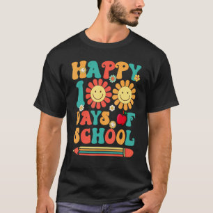 Camiseta Feliz 100º Dia De Escola Professor Aluno Crianças 