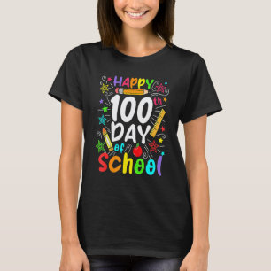 Camiseta Feliz 100º Dia De Escola Professor Aluno Crianças