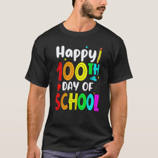 Camiseta Feliz 100º Dia De Escola Professor Crianças Feliz