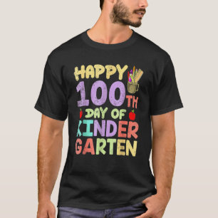 Camiseta Feliz 100º Dia De Escola Professor De Jardim De In