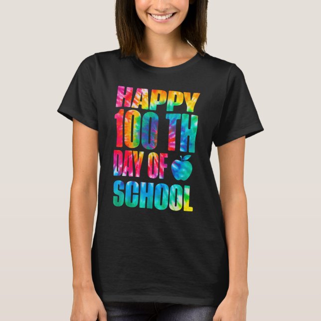 Camiseta Feliz 100º Dia De Professora De 100 Dias (Frente)