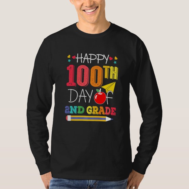 Camiseta Feliz 100º Dia De Professora Do segundo Escolar 10 (Frente)