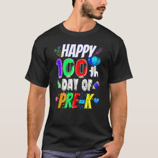 Camiseta Feliz 100º Dia De Professora Pré-K 100 Dias De Esc