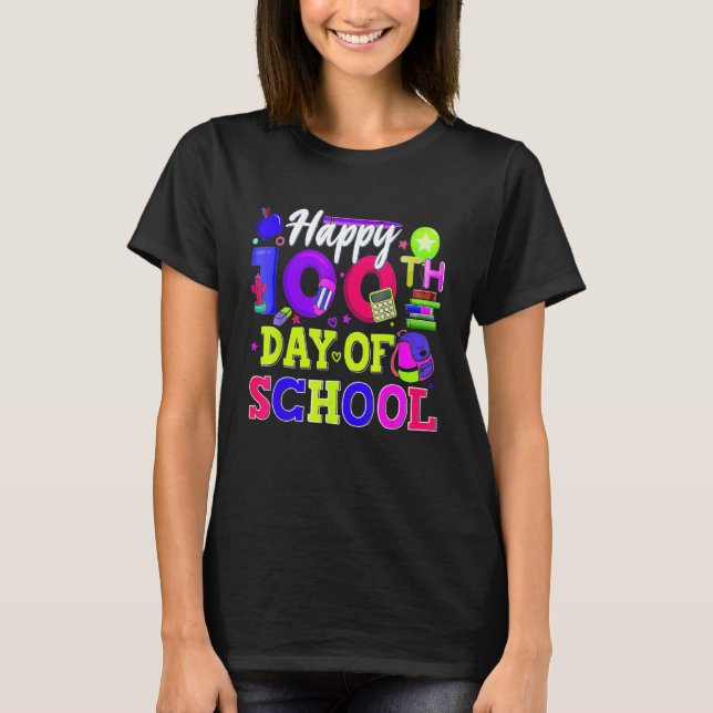 Camiseta Feliz 100º Dia De Professores Crianças De 100 Dias (Frente)