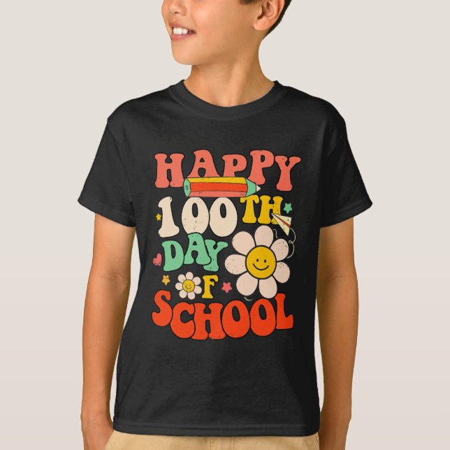 Camiseta Feliz 100º Dia De Professores Crianças De 100 Dias (Frente)
