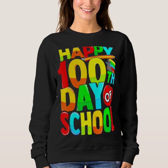 Camiseta Feliz 100º Dia de Professores Crianças Felizes (Frente)