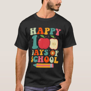 Camiseta Feliz 100º Dia De Professores Crianças Retro Groov