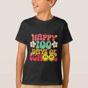 Camiseta Feliz 100º Dia De Professores Crianças Retro Groov