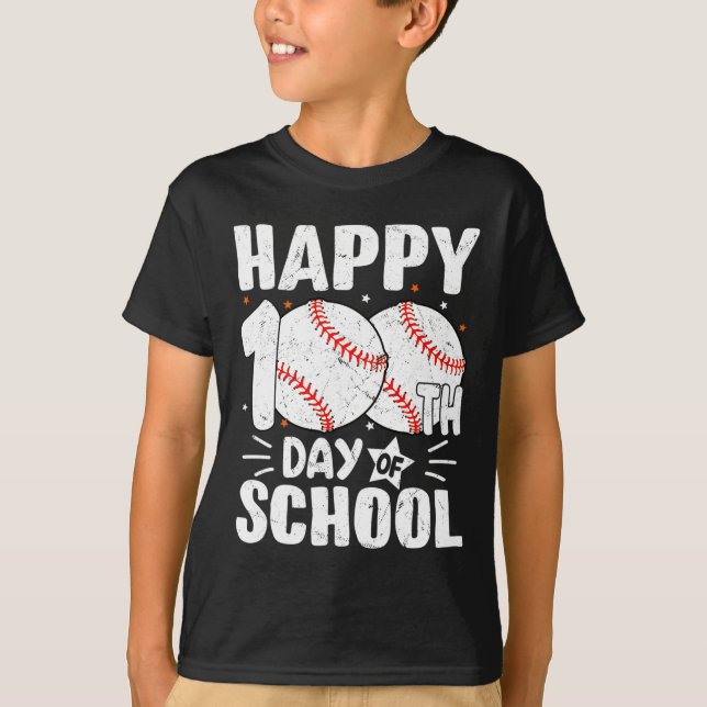 Camiseta Feliz 100º Dia De Professores De Crianças Escolare (Frente)
