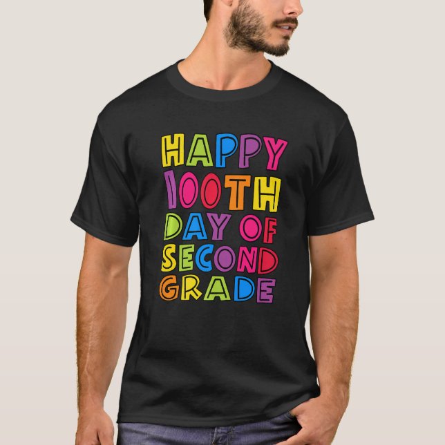 Camiseta Feliz 100º Dia De Professores Do 2º Ciclo (Frente)