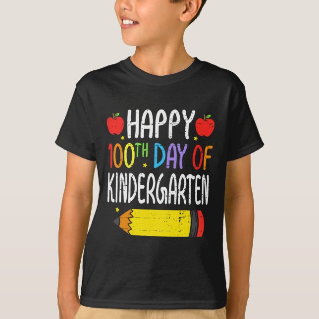 Camiseta Feliz 100º Dia de Professores do Jardim de Infânci (Frente)