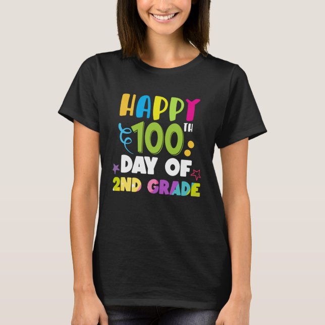 Camiseta Feliz 100º Dia de Professores e Crianças Engraçado (Frente)