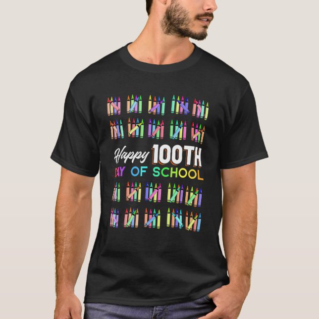 Camiseta Feliz 100º Dia De Professores Escolares 100 Dias (Frente)
