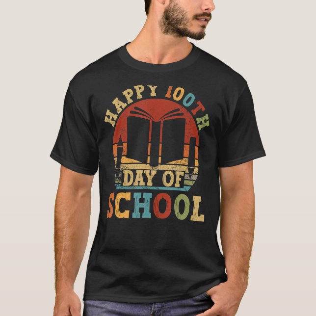 Camiseta Feliz 100º Dia De Professores Estudantes De 100 Di (Frente)
