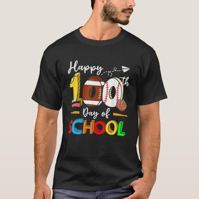 Camiseta Feliz 100º Dia De Professores Professores Crianças (Frente)