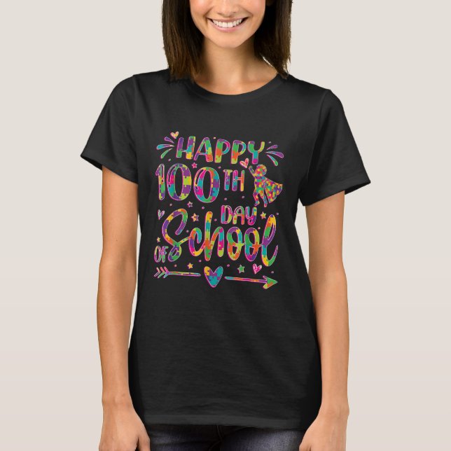 Camiseta Feliz 100º Dia De Quebra-cabeça Escolar 100 Dias M (Frente)