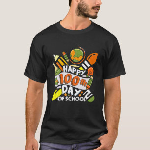 Camiseta Feliz 100º Dia De Roupa Escolar Para O Jardim De