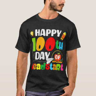 Camiseta Feliz 100º Dia do Início da Cabeça 100 dias de Esc