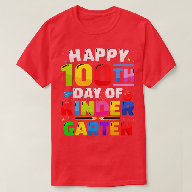 Camiseta Feliz 100º dia do jardim de infância, 100 dias par (Frente do Design)