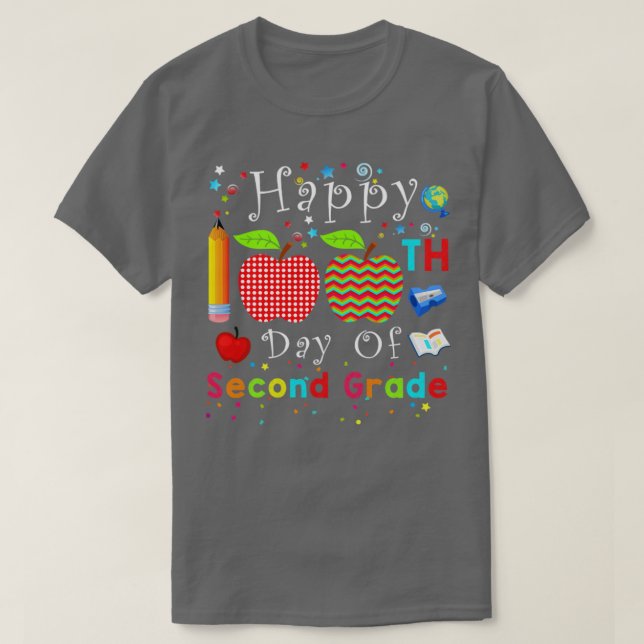 Camiseta Feliz 100º Dia do Segundo Grau (Frente do Design)