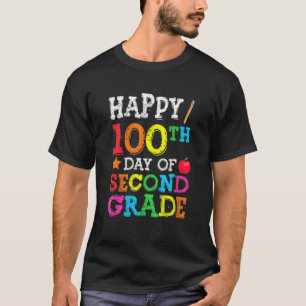 Camiseta Feliz 100º Dia do Segundo Grau Colorido De Volta A