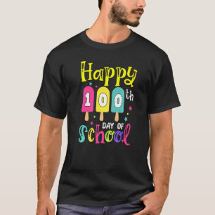Camiseta Feliz 100º Dia do Sorvete Escolar Bonito para Meni