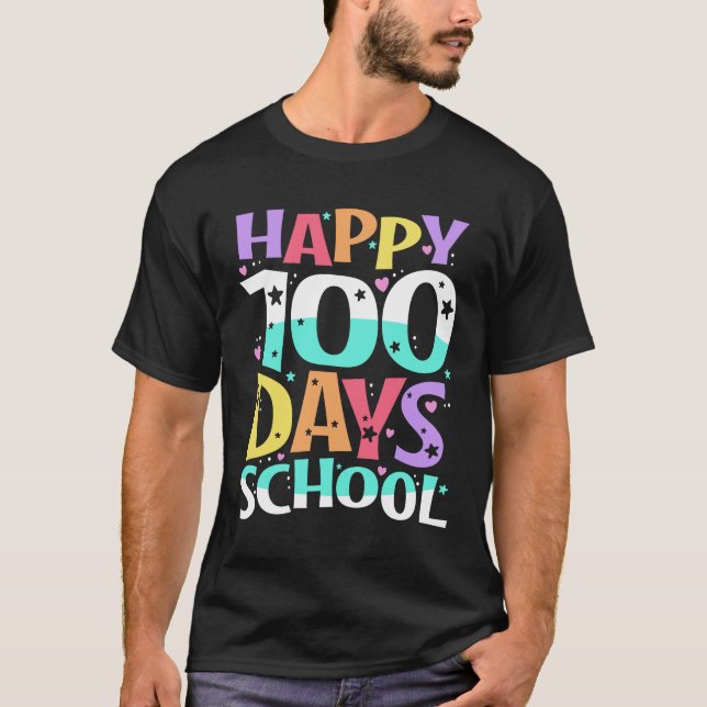Camiseta Feliz 100º Dia dos Professores Escolares 100 Dias (Frente)