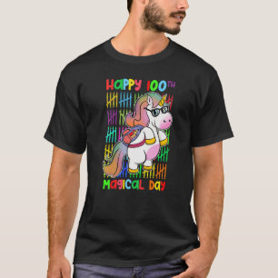 Camiseta Feliz 100º Dia Mágico Arco-Íris Cute Garotas Unicó