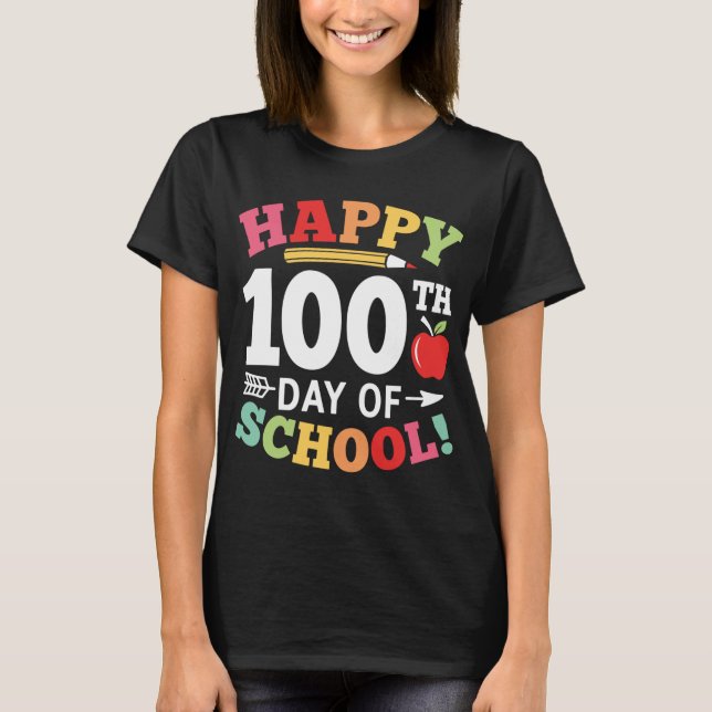 Camiseta Feliz 100.º Dia De Oferta De Professores (Frente)