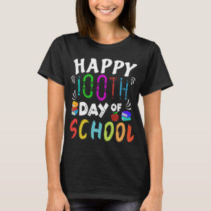 Camiseta feliz 100.º dia do livro de alunos e professores