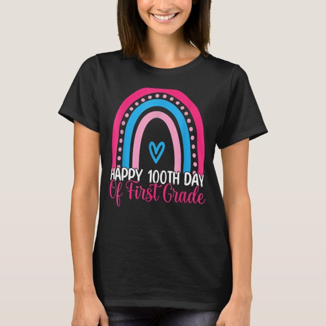 Camiseta Feliz 100.º Dia dos Professores Da Classe 1rua Rai (Frente)
