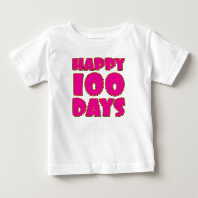 Camiseta Feliz 100 dias - Bebê Celebrando 100 dias (Frente)
