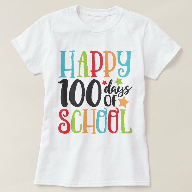Camiseta Feliz 100 dias de colorido escolar (Frente do Design)