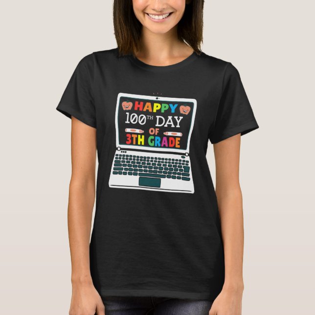 Camiseta Feliz 100 Dias De Criança De Professores Do 4º Gra (Frente)
