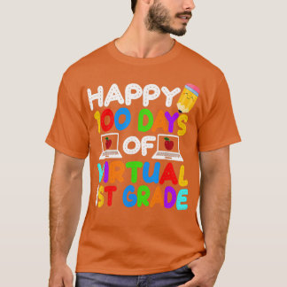 Camiseta Feliz 100 dias de crianças virtuais de primeiro ní