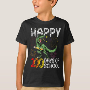 Camiseta feliz 100 dias de dinossauro escolar