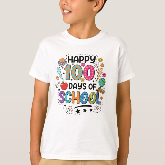 Camiseta Feliz 100 Dias de Escola (Frente)
