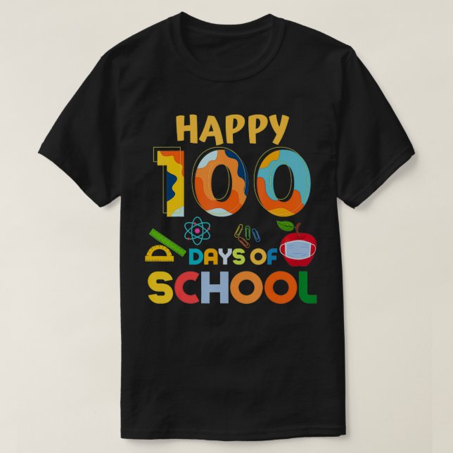 Camiseta Feliz 100 dias de escola (Frente do Design)