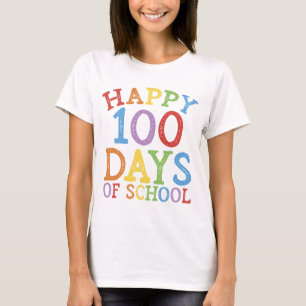 Camiseta Feliz 100 Dias De Escola 100º Dia De Arco-Íris