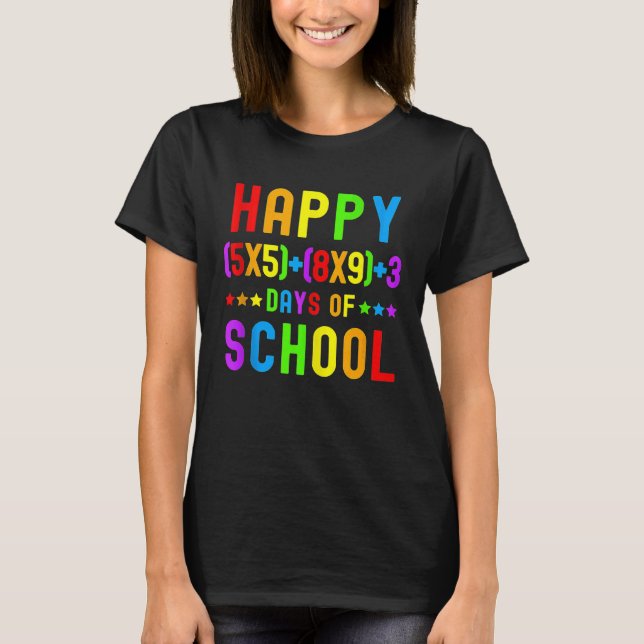 Camiseta Feliz 100 Dias de Escola 100º Dia de Matemática Es (Frente)