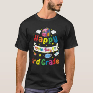 Camiseta Feliz 100 dias de escola 100.º dia do terceiro ano