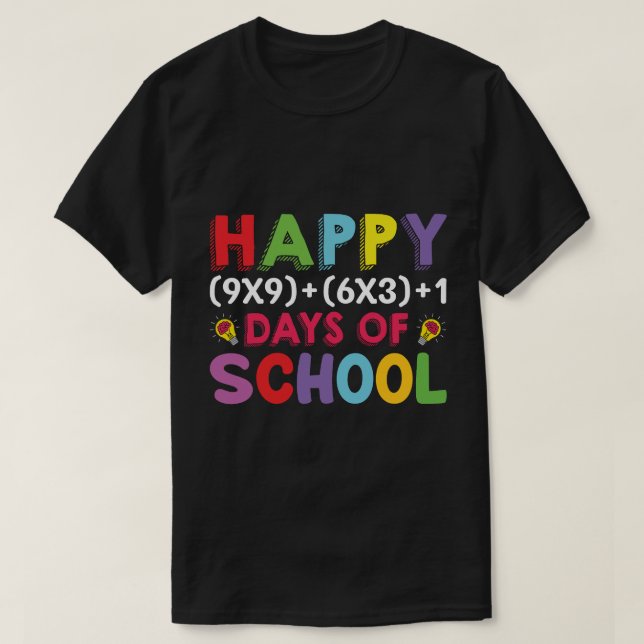 Camiseta Feliz 100 dias de escola 100 dias 100 dias (Frente do Design)