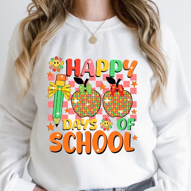 Camiseta feliz 100 dias de escola. apreciação dos professor (happy 100 days of school sweashirts, teacher gift, teacher appreciation sweatshirt, )