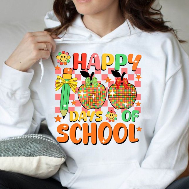 Camiseta feliz 100 dias de escola. apreciação dos professor (happy 100 days of school hoodie, teacher gift, teacher appreciation hoodie)