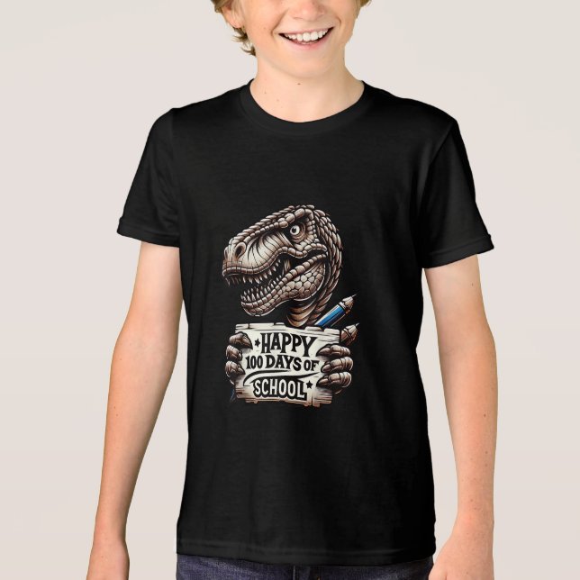 Camiseta Feliz 100 Dias De Escola Assustador Engraçado (Frente)