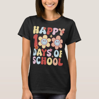 Camiseta Feliz 100 dias de escola Estilo de esmeril retrô 2