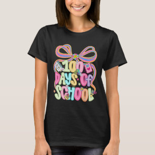 Camiseta Feliz 100 Dias De Escola Laço Coquette Menina Mulh