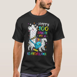 Camiseta Feliz 100 Dias De Escola Llama Pré K Alunos Profes