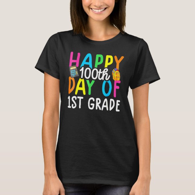 Camiseta Feliz 100 Dias De Escola Para Professores Da Class (Frente)