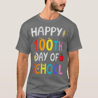 Camiseta Feliz 100 dias de escola para professores ou crian